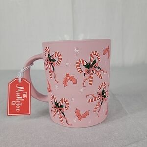 The Mistletoc CO. Christmas Candy Canes And Holly Ceramic Mug  Coffee - NEW